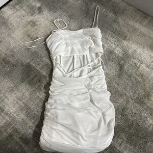 Princess Polly cross stomach White Ruched Dress